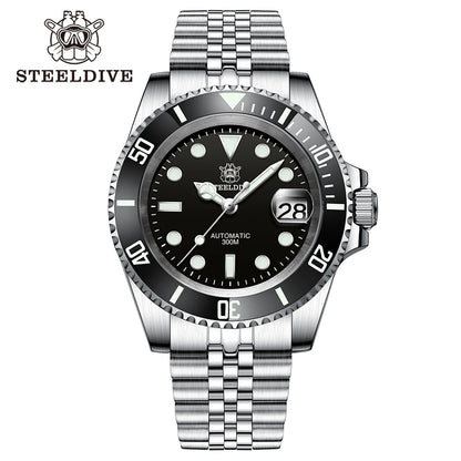 SD1953 STEELDIVE Brand Ceramic Bezel 41mm Steeldive 30ATM Water Resistant NH35 Automatic Mens Dive Watch  with Milled Clasp