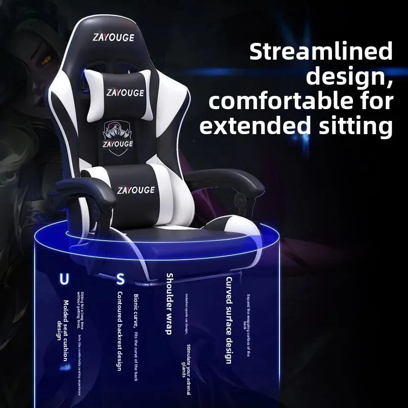 Silla gaming ergonómica para oficina en casa, largas jornadas y streamers, ajustable, reclinable, ligera y duradera