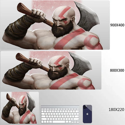 Large Mouse Pad G-God of War Pc Gamer Cabinet Keyboard Computer Game Desk Mat 900x400 Table Rug Gaming Accessories Xxl Mousepad