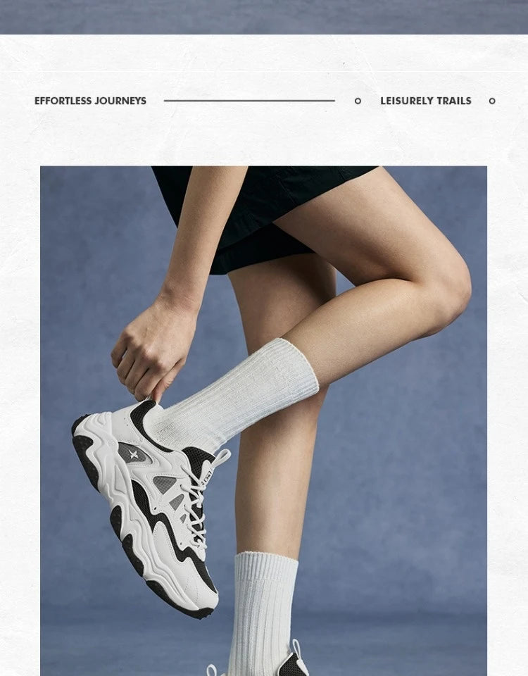 Xtep casual shoes 2025 spring and summer lightweight sports shoes with thick sole, fashionable street style sneakers 875319320004
