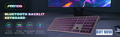 Combo tastiera e mouse wireless con retroilluminazione RGB, lettere illuminate ricaricabili, formato full-size, ergonomico, modalità sleep, 2.4GHz