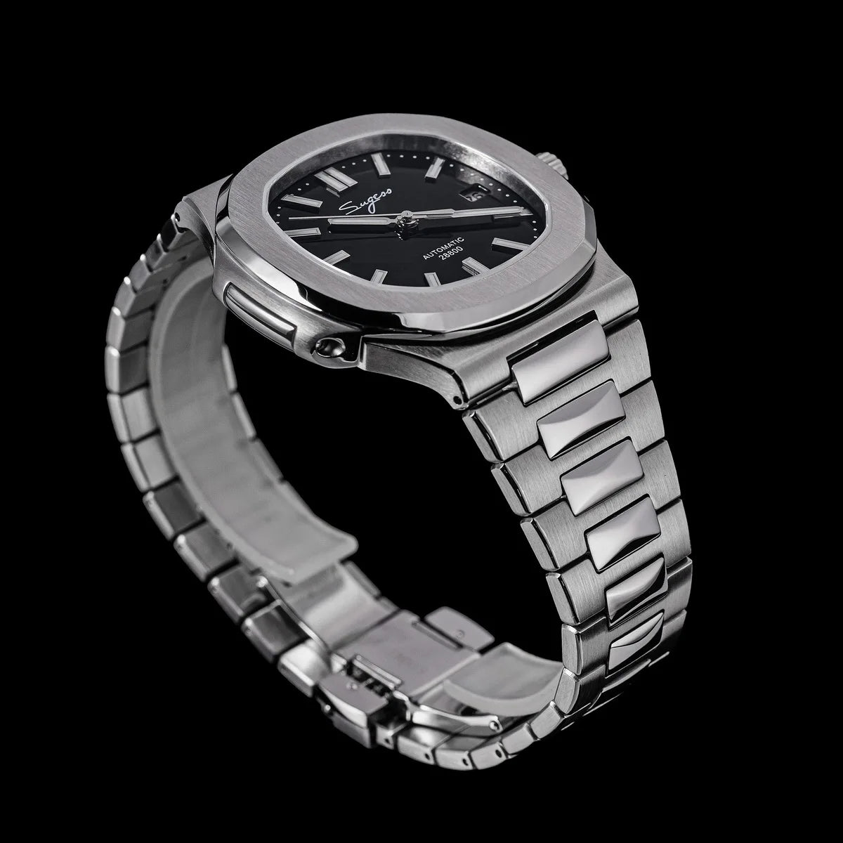 Sugess Man Watch Automatic Mechanical Wristwatches Miyota 9015 Movement MOP Dial Luminous Waterproof 5bar Bracelet Luxury S466