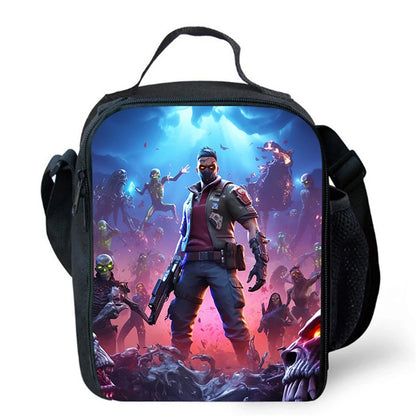 Cartoon FORTNITE Insulated Cooler Lunch Bag, Cute Portable Lightweight Picnic Bag for Boys & Girls Ages 5-10, Kids Daily Food Bag