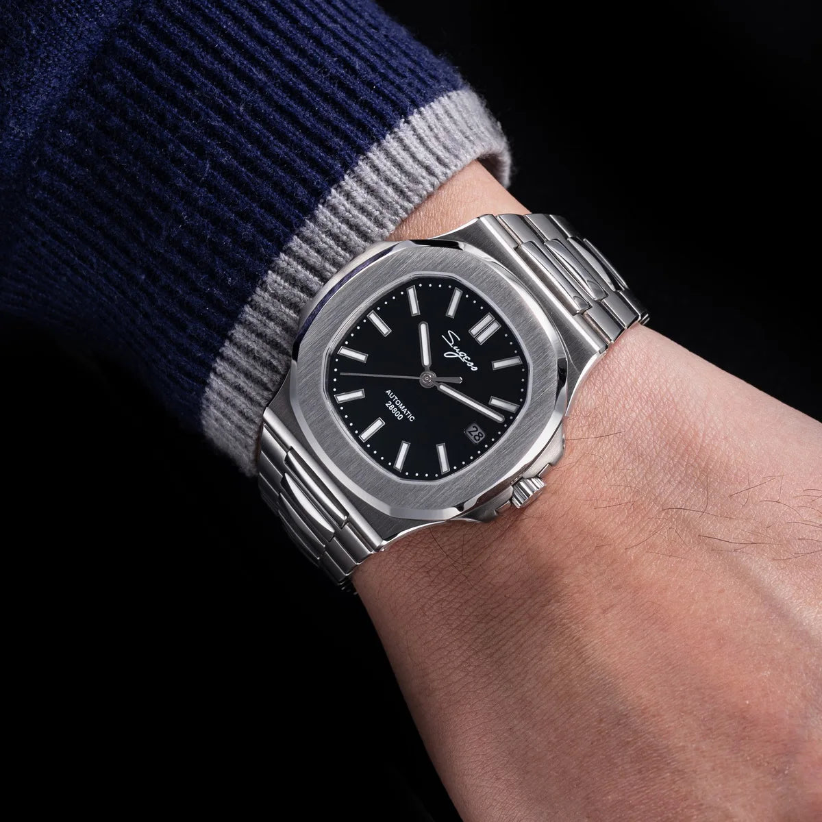 Sugess Man Watch Automatic Mechanical Wristwatches Miyota 9015 Movement MOP Dial Luminous Waterproof 5bar Bracelet Luxury S466