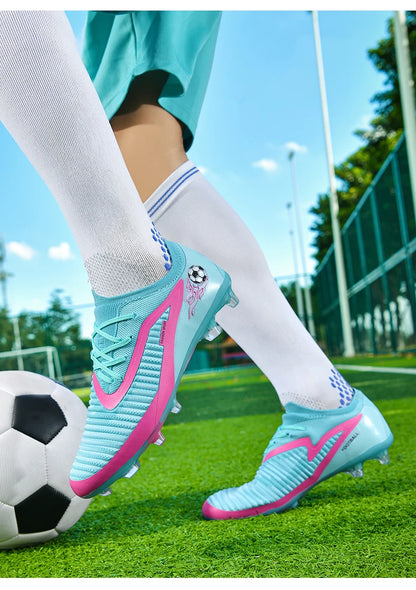 New Men Soccer Shoes Outdoor Sport Boys Football Boots Breathable Match Comfortable Long Spikes Training Cleats Adult Non Slip