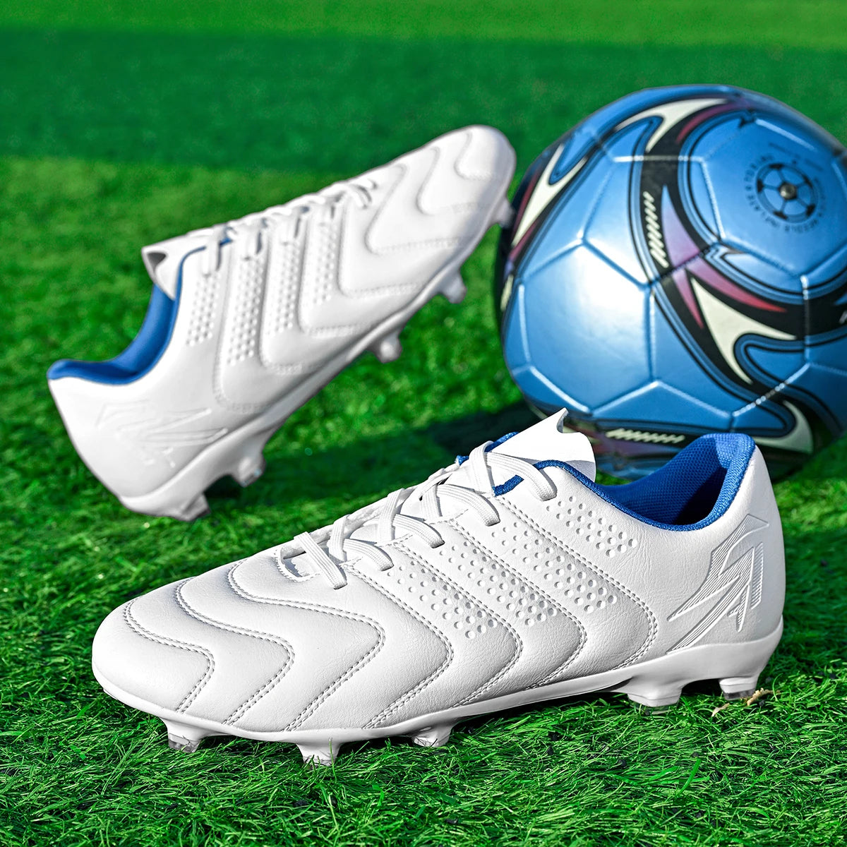 Sport Field AG/FG Soccer Cleats, PU Fabric Sweat-Wicking Upper, TPU Wear-Resistant Sole, Sturdy Durable for Men Women Kids
