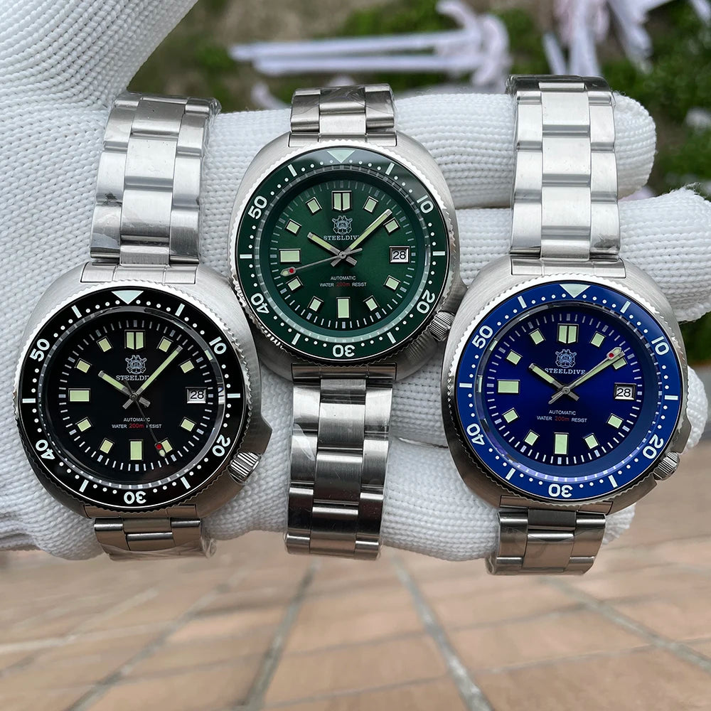SD1970 New Arrival STEELDIVE Brand 20ATM Water Resistant Ceramic Bezel Insert Sapphire Glass NH35 Automatic Watch 6105 Turtle