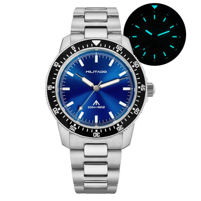 MILITADO ML25 Quartz Dive Watch VH31 Sweep Second Sapphire Crystal 200M Waterproof BGW9 Lume Ceramic Bezel Men Watch