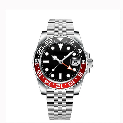 40MM Custom Logo New Men Quart Wristwatch Jubilee Stainless Quartz GMT Watch Sapphire Glass Men Watches Waterproof Luminous