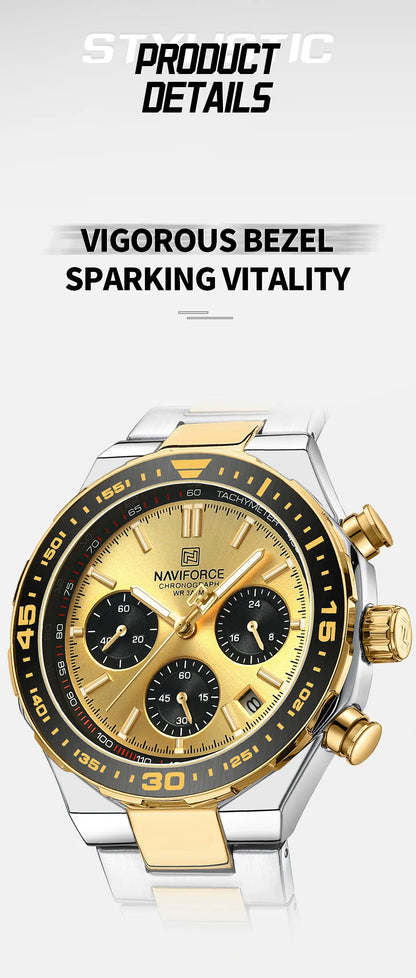 NAVIFORCE Men's Watches Quartz Fashion Business Classic Water Resistant Stainless Steel Strap WristWatch New Male Clock in 2024