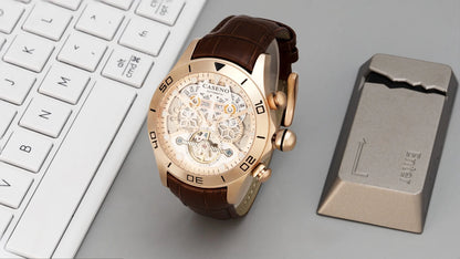 CASENO Brand Bubble Perpetual Calendar Fully Automatic Tourbillon Large Dial Mechanical Watch Belt Watch -58284G