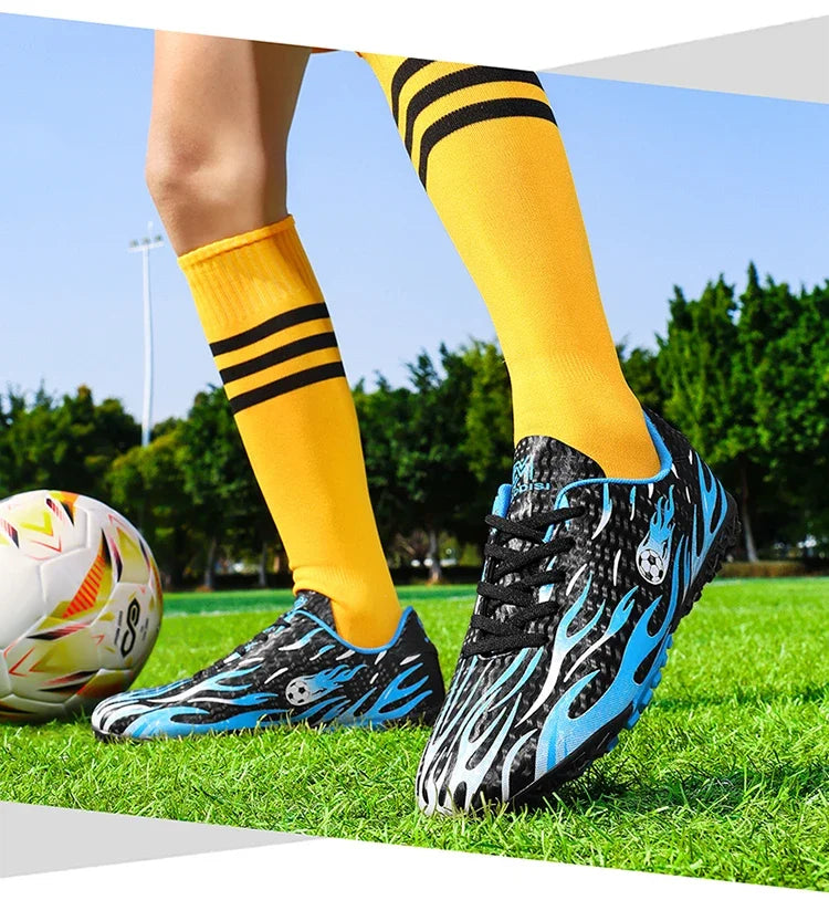 Chaussures de football professionnelles pour hommes, chaussures de sport pour jeunes, avec soutien de la cheville, crampons pour le football, chaussures de sport pour matchs en extérieur et entraînements, antidérapantes et