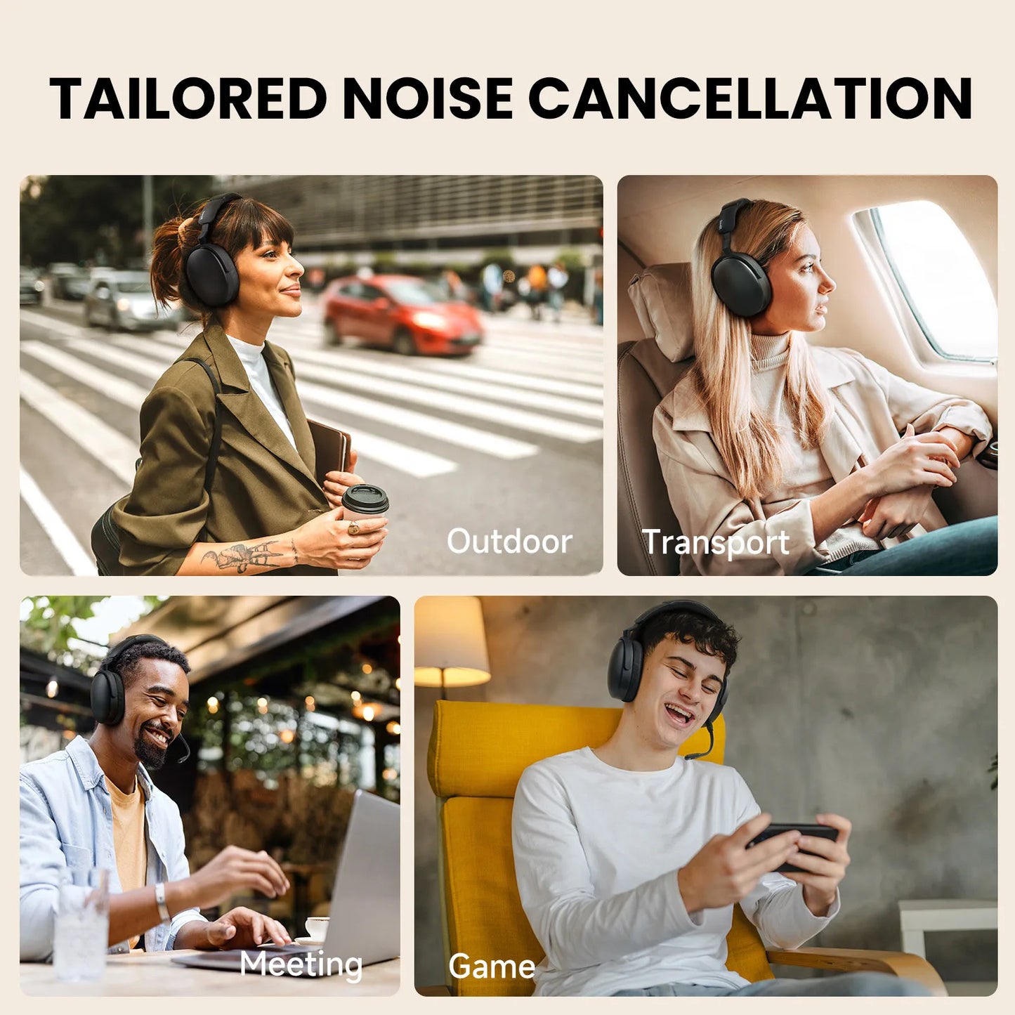 Oneodio SuperEQ A200 Cuffie wireless Bluetooth 5.4 ANC – Headset over-ear con cancellazione del rumore, microfono ENC, audio Hi-Res e controllo tramite app