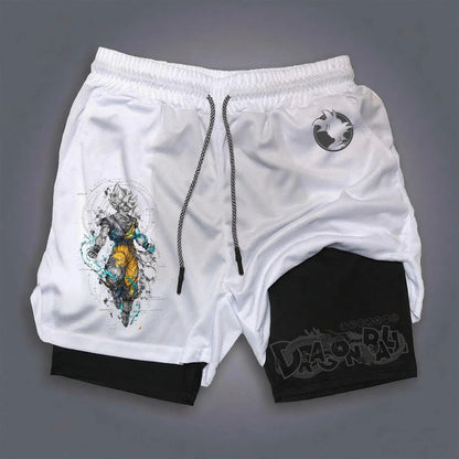 Dragon Ball Peripheral Printing Double-layer Shorts GOKU American Sports Comfortable Fashion Summer Men's Loose Breathable Pants