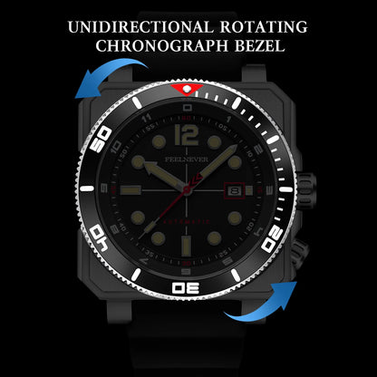 Relógio de Mergulho Automático para Homem FeelNever 8215 Movement, Super Luminoso, Aço 316, Vidro de Safira, Relógio Mecânico Desportivo Masculino