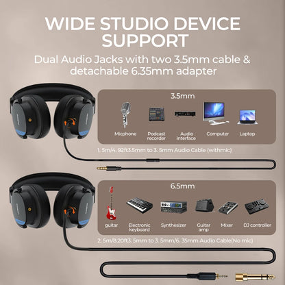 Casque studio NUBWO HD01, casque filaire haute résolution, casque circum-auriculaire léger, casque fermé pour DJ, pour piano, guitare, ampli, enregistrement