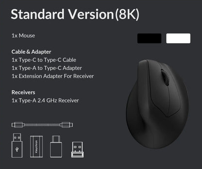 Rato Ergonómico Sem Fios Keychron M5 Ótico com Taxa de Polling 8K, 2.4GHz e Bluetooth, USB Type-C, Sensor 3950
