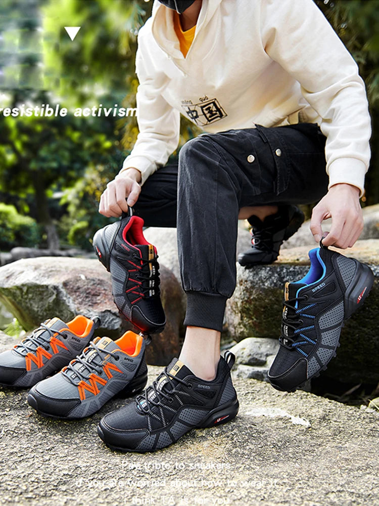 Sapatos de Caminhada para Homem Todo-o-Terreno, Calçado Desportivo Outdoor em Malha Respirável, Antiderrapante e Resistente ao Desgaste, Sapatos de Caminhada e Ciclismo Outdoor
