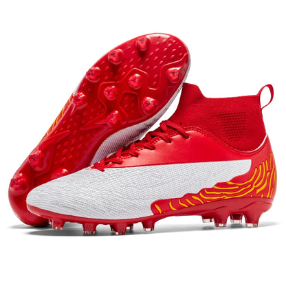 Black Men's Soccer Shoes AG/FG Cleats Training Football Boots High Ankle Sports Shoes for Men Kids Adults Sneakers Sizes 35-45