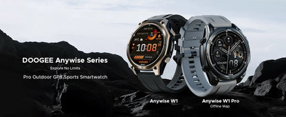 DOOGEE ANYWISE W1 PRO AI Smart Watch 1.43" AMOLED Display 5ATM IP68 Water Resistance GPS Tracking Sport Watch with Offine Maps