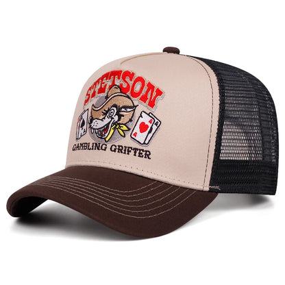 Personalizovaná nová prodyšná síťovaná čepice STETSON s motivem vlčí hlavy, pokerová čepice, outdoorová sportovní čepice s kšiltem proti slunci, streetová hiphopová čepice, unisex