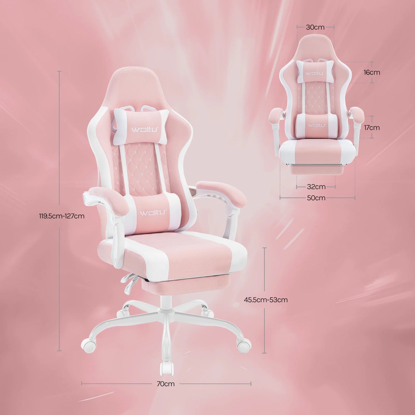 WOLTU Massage Gaming Chair Ergonomic Gamer Chair with Footrest, Lumbar Support, Adjustable Headrest, Swivel Computer Office Chair