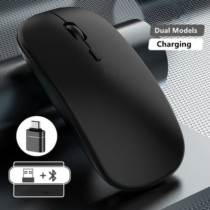 Mouse wireless ricaricabile a doppia modalità Bluetooth compatibile e 2.4G USB per computer, laptop, iPad, tablet e notebook, mouse da gaming