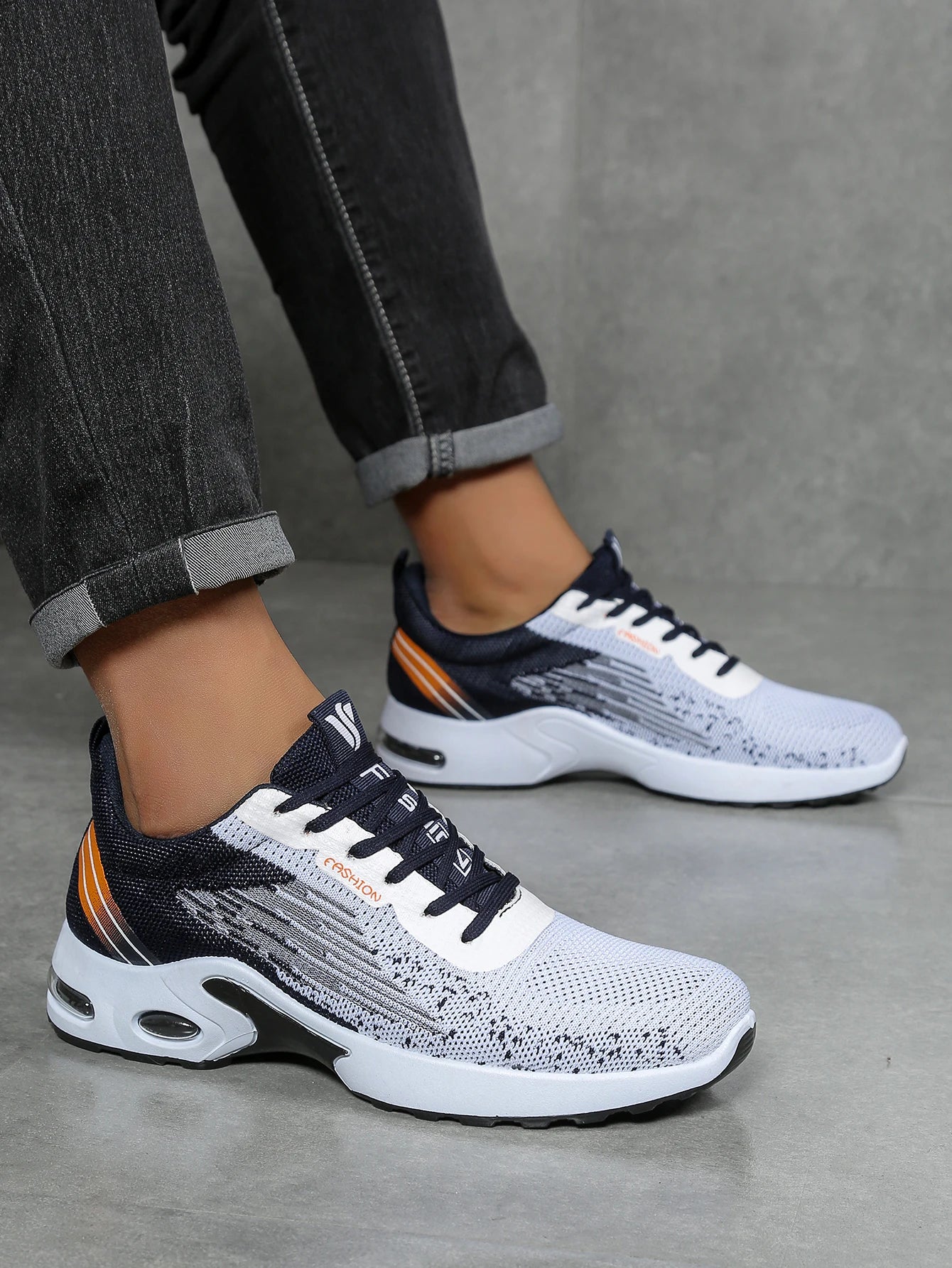 Scarpe da uomo, scarpe casual da uomo, mesh traspirante, ammortizzate ad aria, suola morbida, scarpe sportive alla moda color block