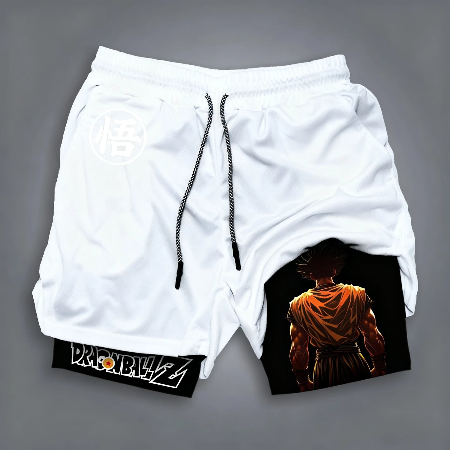 Dragon Ball Goku Vegeta Anime Printed Double-layered Shorts, American Sporty Summer Fashion Shorts for Men and Women