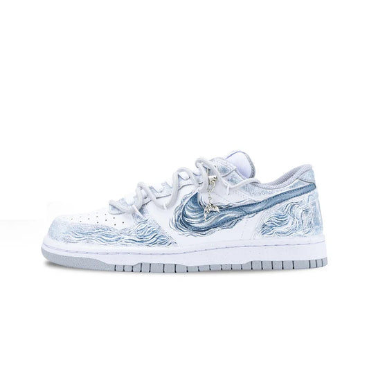 Custom Sneakers Nike Big "Tide Wave & Cloud" Chinese Ink Graffiti Retro Low-Top Men's Skate Shoes