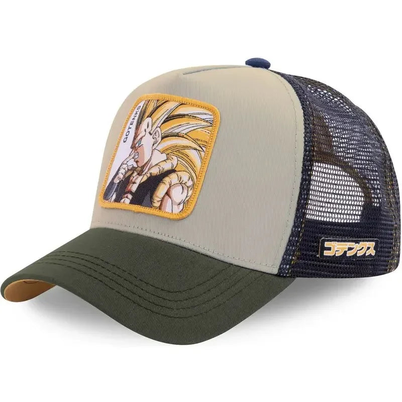 Boné de Basebol Dragon Ball Son Goku para Homem, com Bordado, Pala de Sol, Rede Trucker Ajustável, Estilo Hip-Hop para Viagens de Verão
