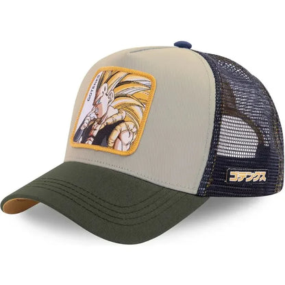 Boné de Basebol Dragon Ball Son Goku para Homem, com Bordado, Pala de Sol, Rede Trucker Ajustável, Estilo Hip-Hop para Viagens de Verão
