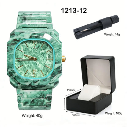 Creative Design Smoked Marble Pattern Quartz Watch Ultra-Thin Dial 3ATM Waterproof Plastic Quartz Watch Business Watch for Men