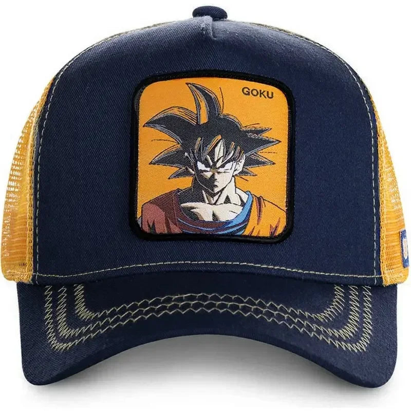 Boné de Basebol Dragon Ball Son Goku para Homem, com Bordado, Pala de Sol, Rede Trucker Ajustável, Estilo Hip-Hop para Viagens de Verão