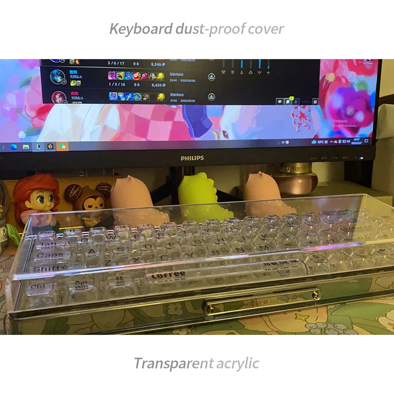 Funda protectora transparente de acrílico para teclado mecánico, cubierta antipolvo para teclado de 60/61/64 96 98 104/108 teclas, funda para ratón y teclado