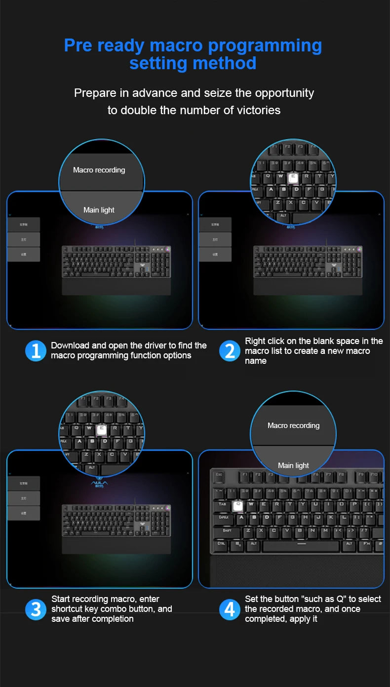Teclado mecánico AULA F2088 con cable para gaming, perilla multifunción, 104 teclas, retroiluminación mágica y programación de macros para ordenador