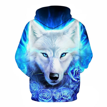 Felpe con cappuccio oversize 3D Animal Wolf da uomo e donna, moda casual, pullover hip hop Harajuku streetwear