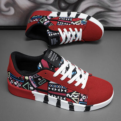 Nouvelles Chaussures de Skateboard Tendance pour Hommes – Baskets Décontractées Antidérapantes en Toile à Motifs pour la Marche en Extérieur – Zapatos Sportifs pour Homme