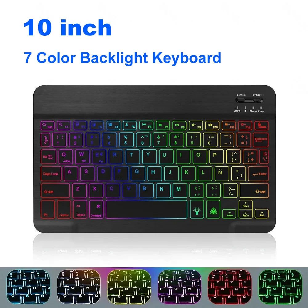 Mini teclado Bluetooth RGB inalámbrico de 10 inch con retroiluminación, panel táctil y compatibilidad con IOS, Android, Windows e iPad