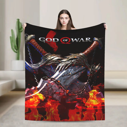 God of War Games Kratos Cartoon  Blanket  Warm Soft Pattern Plush Throw Blanket For Couch Chair Sofa Bed Bedspread Bed Cover