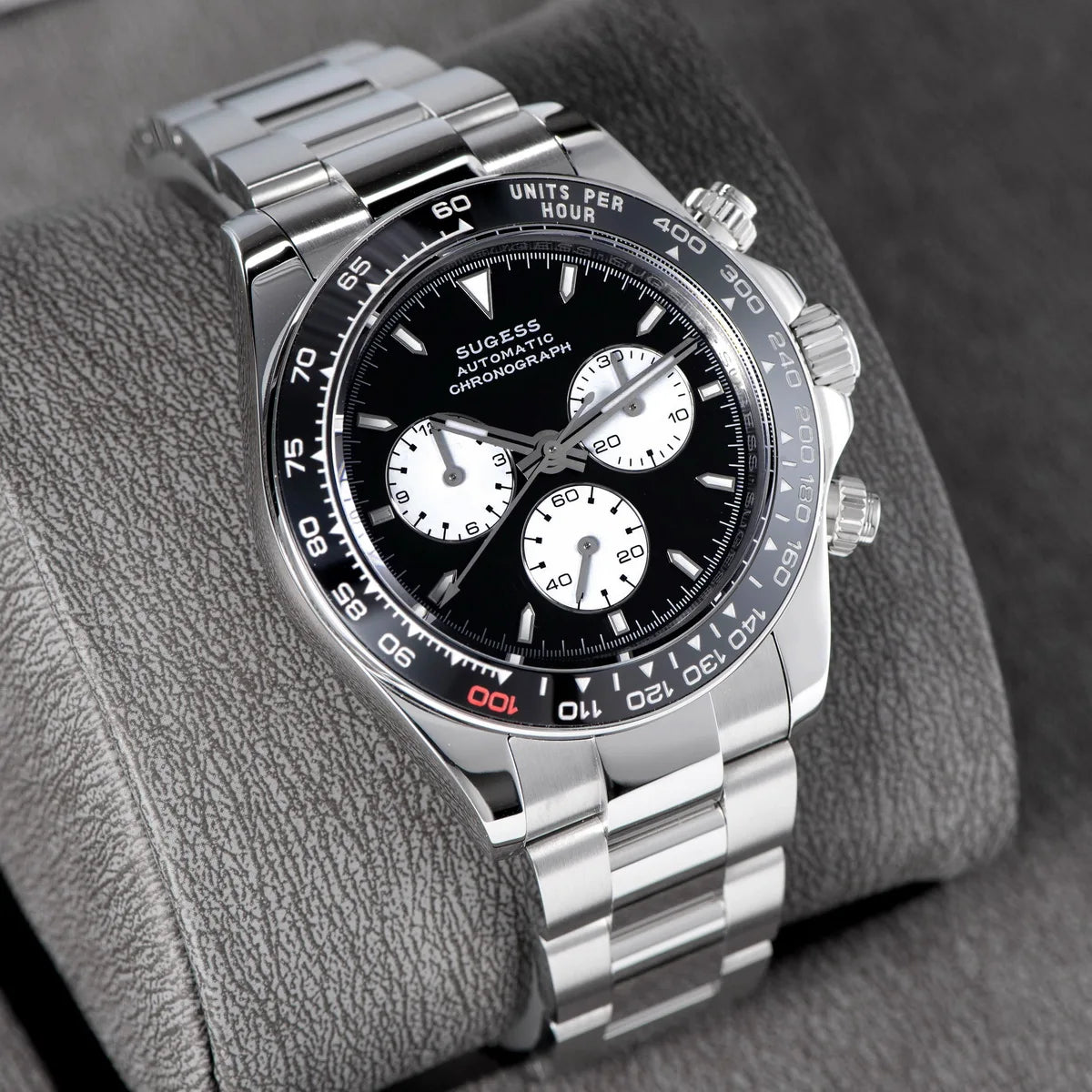 Sugess Panda Chronograph Movement Automatic Mechanical Chronograph Wristwatch Waterproof Diving Men Watches Ceramic Bezel Tona