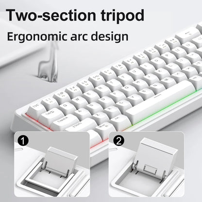 FREEWOLF M68SE Teclado mini con cable de 68 teclas, retroiluminación RGB, Type-C, diseño 68%, compacto para gaming, oficina, PC y portátil