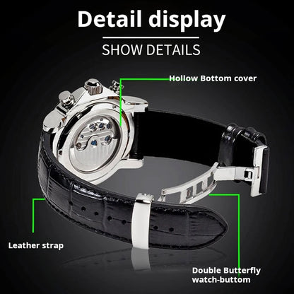 BOYZHE Brand Luxury Tourbillon Mechanical Watch Men Sports Leather Strap Waterproof Classic Date Week Automatic Sapphire Watches