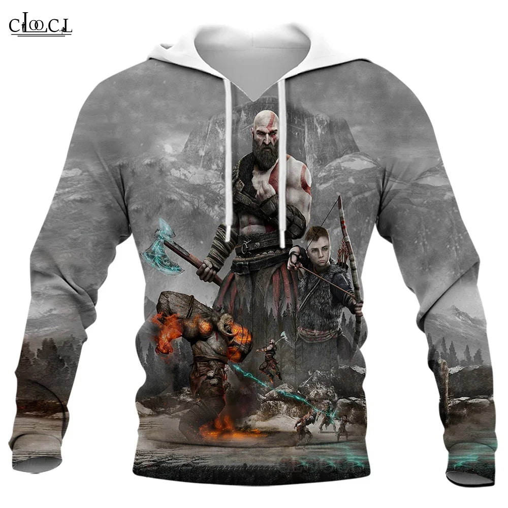 CLOOCL Fashion Game Kratos God of War 3D Full Printed Autumn Men Hoodie Unisex Long Sleeve Hooded Sweatshirt Harajuku Tracksuits