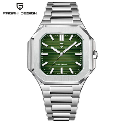 PAGANI DESIGN New V2 Orologio da uomo quadrato al quarzo, marchio di lusso premium, sportivo, impermeabile, in zaffiro e acciaio inossidabile