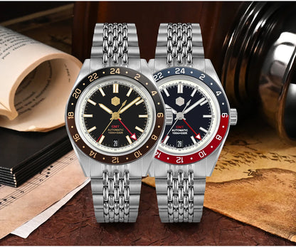 San Martin 39.5mm Limited Edition Full Lume Dial Automatic Men's Watch NH34 GMT 6H Date 10Bar Luxury Watch SN0116W