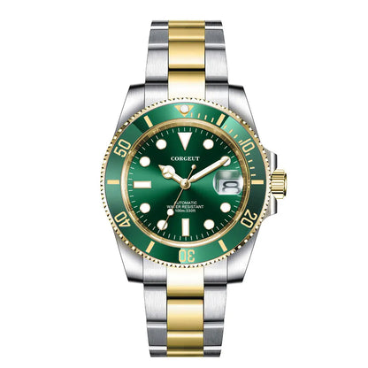 Custom logo NH35 MIYOTA 8215 Automatic Men Watch Luxury Diver Two Tone Gold 316L Stainless Steel Sapphire 10ATM Sterile  Sunburs
