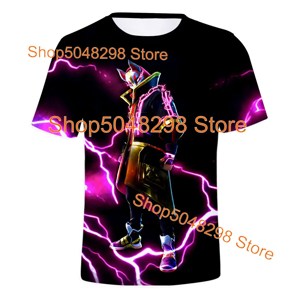 T-shirt Fortnite Bushranger para Crianças, Estampado 3D Banana Peely, T-shirt para Homem e Mulher, Top de Verão Battle Royale, Presentes de Aniversário