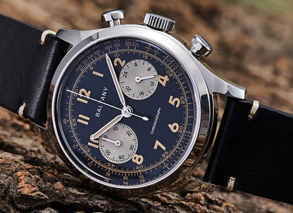 Baltany S5034 39mm Chronograph Watch Man Sapphire Crystal Panda Dial StainlessSteel Super Luminous Vintage Quartz Wristwatches