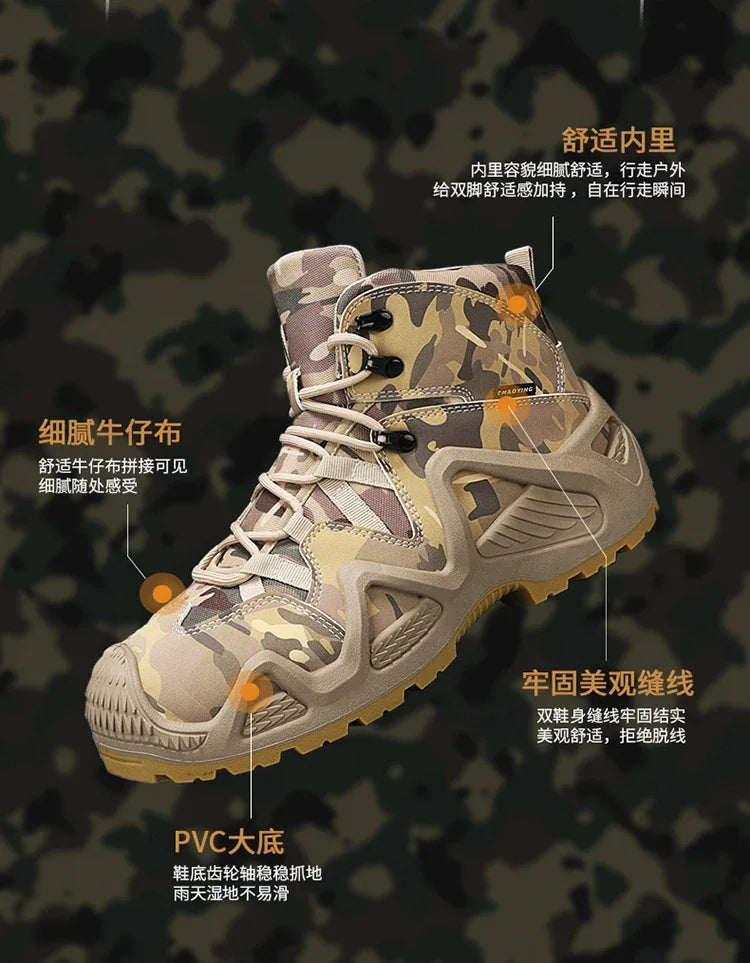 Anti Slip and Wear-resistant Hiking Shoes Comfortable Desert Work Boots Autumn Winter Platform and Ankle Boots, Men's Snow Boots